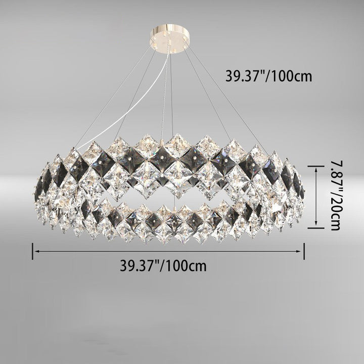 Modern Luxury Crystal Circle Plated Hardware 4/6/8/12/14 Light Chandelier For Living Room