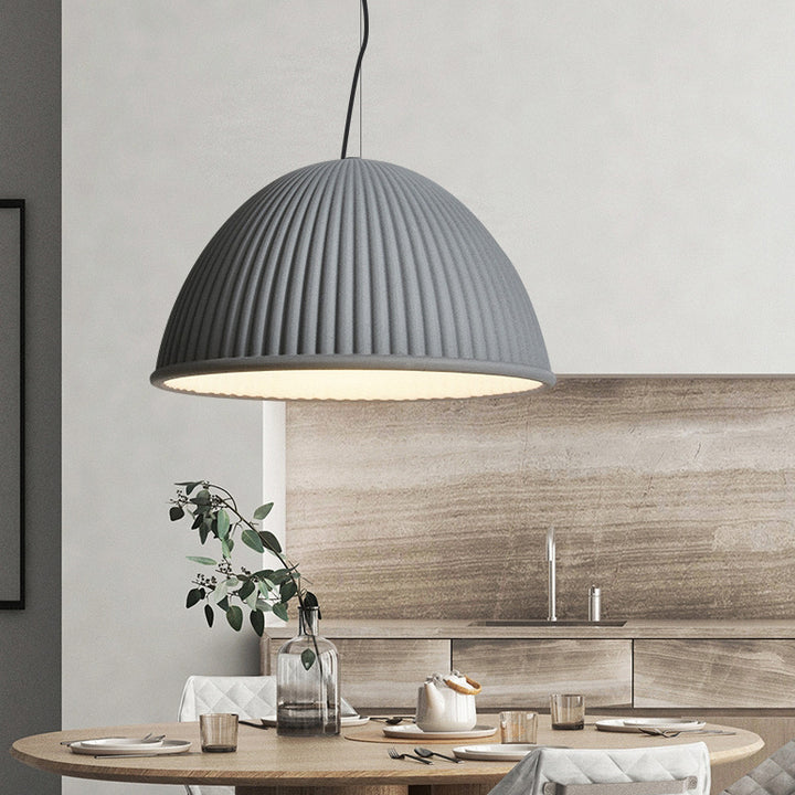 Contemporary Scandinavian Resin Half Circle Stripe Design 1-Light Pendant Light For Dining Room