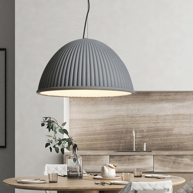 Contemporary Scandinavian Resin Half Circle Stripe Design 1-Light Pendant Light For Dining Room