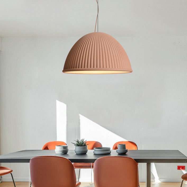 Contemporary Scandinavian Resin Half Circle Stripe Design 1-Light Pendant Light For Dining Room