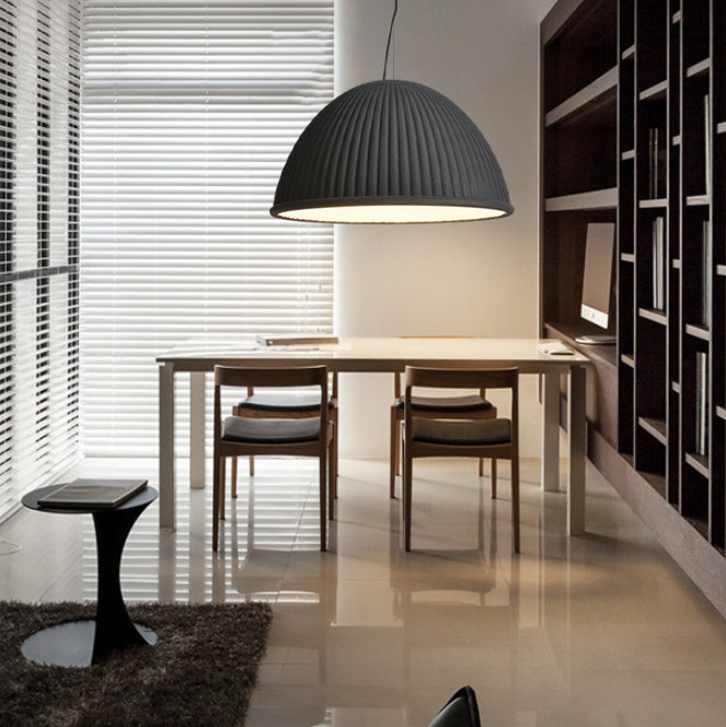 Contemporary Scandinavian Resin Half Circle Stripe Design 1-Light Pendant Light For Dining Room