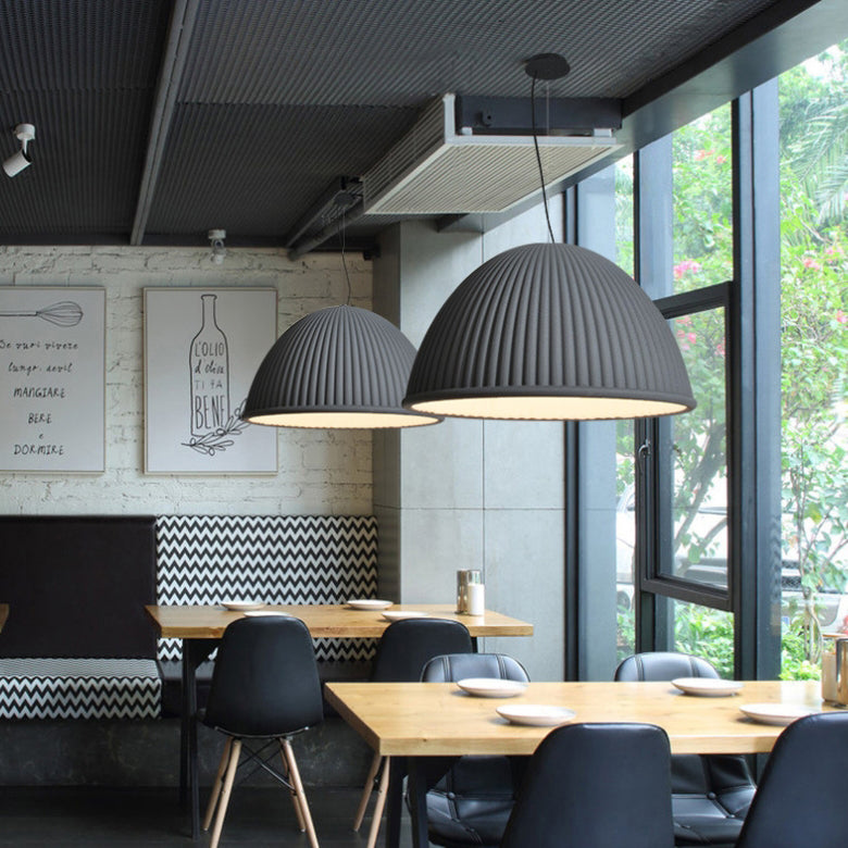 Contemporary Scandinavian Resin Half Circle Stripe Design 1-Light Pendant Light For Dining Room