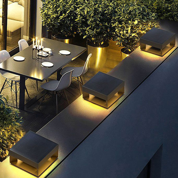Moderne minimalistische quadratische geometrische LED-Außenleuchte aus verzinktem Eisen, wasserdicht, Säulenleuchte für die Gartengestaltung 
