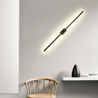 Modern Minimalist Long Strip Square Pole Aluminum Iron LED Vanity Light Mirror Front Wall Sconce Lamp For Living Room