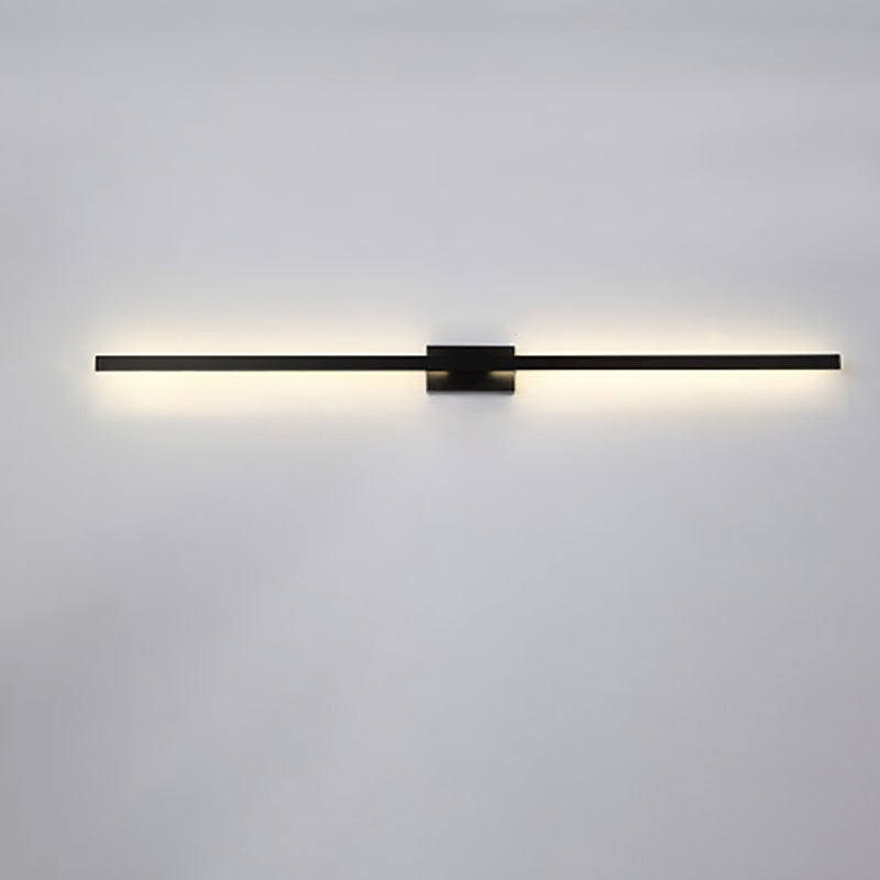 Modern Minimalist Long Strip Square Pole Aluminum Iron LED Vanity Light Mirror Front Wall Sconce Lamp For Living Room