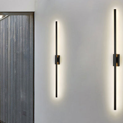Modern Minimalist Long Strip Square Pole Aluminum Iron LED Vanity Light Mirror Front Wall Sconce Lamp For Living Room