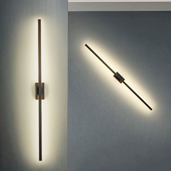 Modern Minimalist Long Strip Square Pole Aluminum Iron LED Vanity Light Mirror Front Wall Sconce Lamp For Living Room