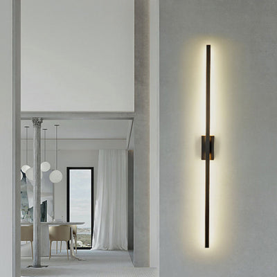 Modern Minimalist Long Strip Square Pole Aluminum Iron LED Vanity Light Mirror Front Wall Sconce Lamp For Living Room