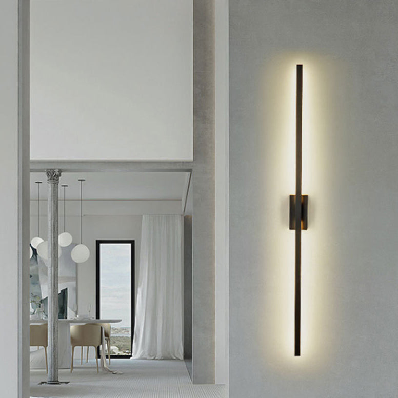 Modern Minimalist Long Strip Square Pole Aluminum Iron LED Vanity Light Mirror Front Wall Sconce Lamp For Living Room