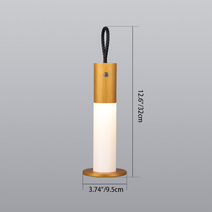 Lampe de table LED en aluminium et acrylique avec cordon de transport cylindrique portable minimaliste moderne pour chambre 