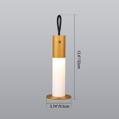 Moderne minimalistische tragbare Trageschnur Zylinder Aluminium Acryl LED Tischlampe für Schlafzimmer 