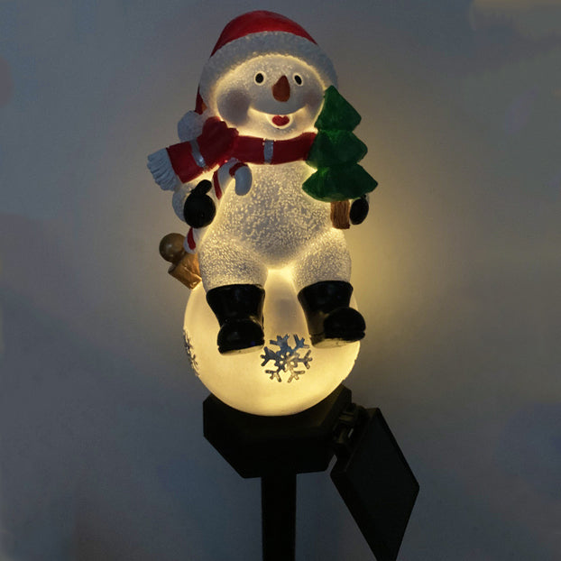 Moderne Art Deco Solar Wasserdichte Harz ABS Weihnachtsmann Schneemann Weihnachtsdekoration LED Außenbeleuchtung Landschaftsbeleuchtung für Garten 