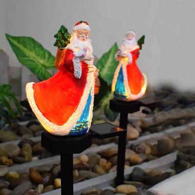 Moderno Arte Deco Solar Resistente al Agua Resina ABS Santa Muñeco de Nieve Decoración de Navidad Luz LED para Exterior Iluminación de Paisaje para Jardín 