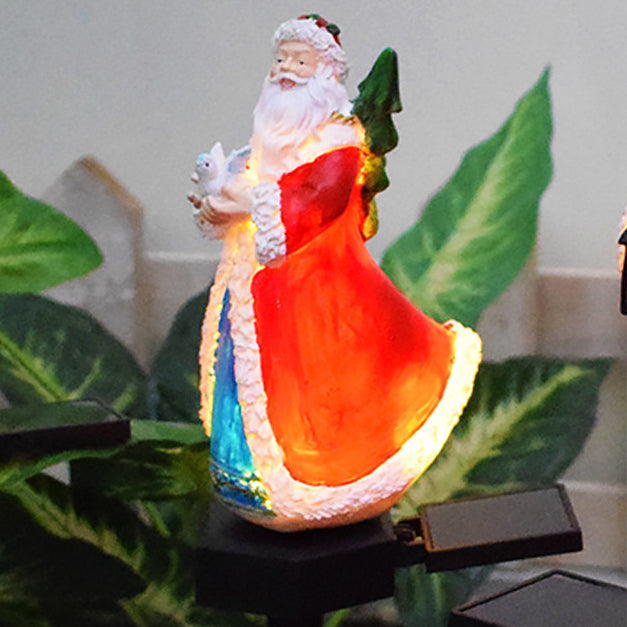 Moderno Arte Deco Solar Resistente al Agua Resina ABS Santa Muñeco de Nieve Decoración de Navidad Luz LED para Exterior Iluminación de Paisaje para Jardín 