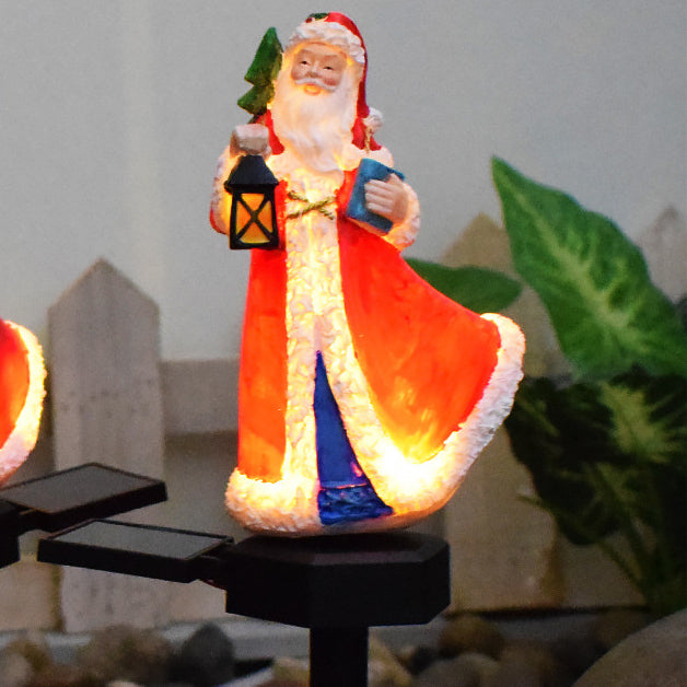 Moderno Arte Deco Solar Resistente al Agua Resina ABS Santa Muñeco de Nieve Decoración de Navidad Luz LED para Exterior Iluminación de Paisaje para Jardín 