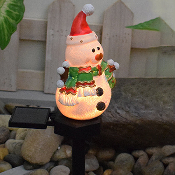 Moderno Arte Deco Solar Resistente al Agua Resina ABS Santa Muñeco de Nieve Decoración de Navidad Luz LED para Exterior Iluminación de Paisaje para Jardín 
