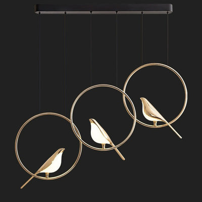 Modern Art Deco Magpie Round Circle Zinc Alloy Acrylic Chandelier LED For Bedroom