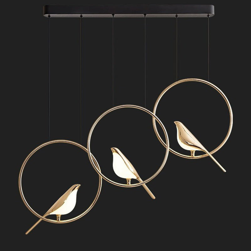 Modern Art Deco Magpie Round Circle Zinc Alloy Acrylic Chandelier LED For Bedroom