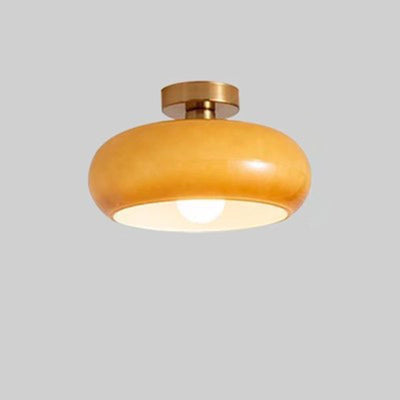 Luz de techo semiempotrada de 1 luz de hierro y vidrio ovalado redondo crema escandinavo contemporáneo para dormitorio 
