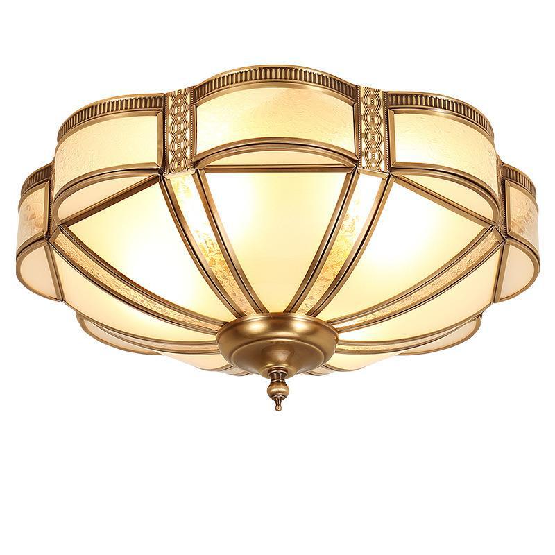 Moderno lujo floral pod redondo vidrio cobre 3/4 luz de montaje empotrado en el techo para sala de estar 