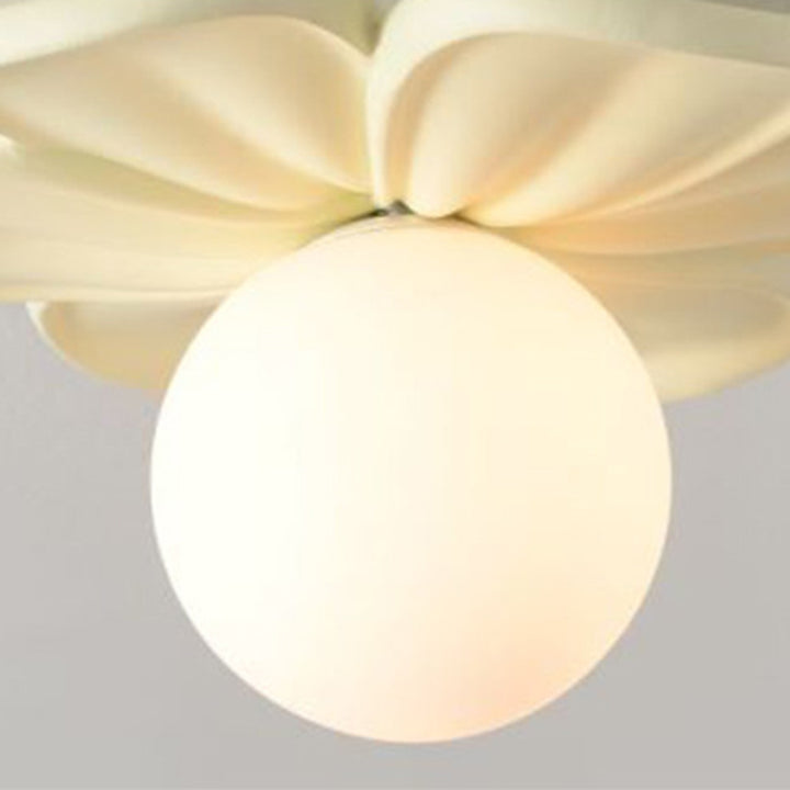Globe Floral Créatif Contemporain en Fer avec Abat-Jour en PE 1 Lumière Plafonnier Semi-Encastré pour Salon 