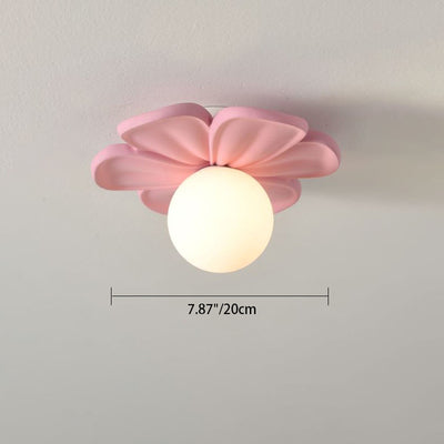 Zeitgenössisches kreatives florales Globus-Eisen-PE-Schirm 1-Licht Halbeinbauleuchte für das Wohnzimmer 