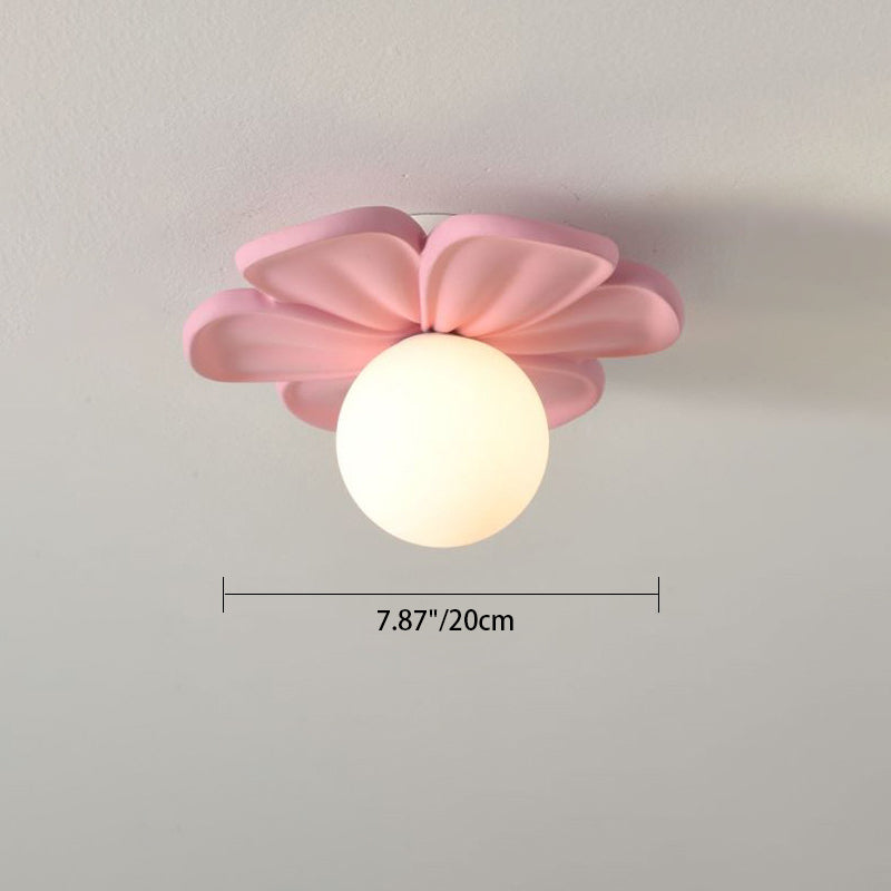 Zeitgenössisches kreatives florales Globus-Eisen-PE-Schirm 1-Licht Halbeinbauleuchte für das Wohnzimmer 