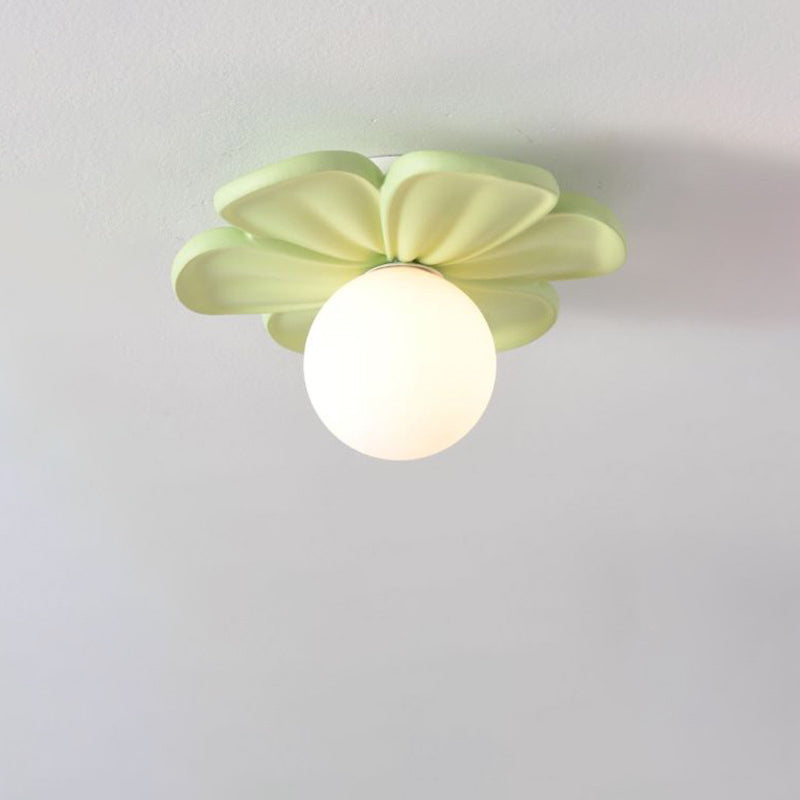Zeitgenössisches kreatives florales Globus-Eisen-PE-Schirm 1-Licht Halbeinbauleuchte für das Wohnzimmer 