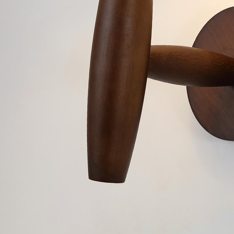 Applique murale contemporaine nordique cylindrique ronde en tissu plissé avec bois 1 lumière pour chambre à coucher 