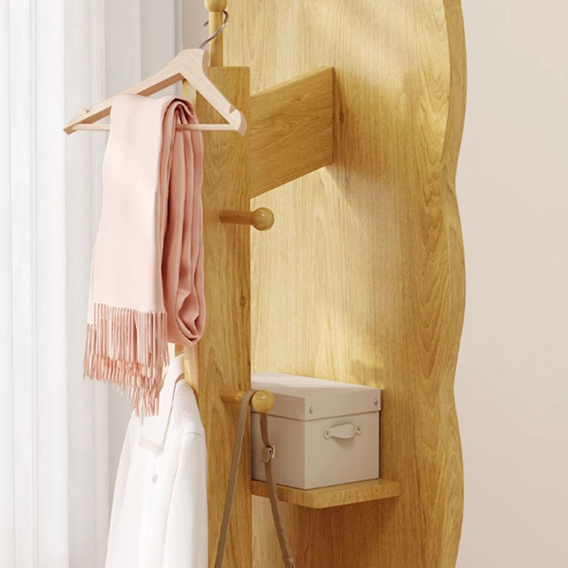 Moderner minimalistischer ovaler, runder, wellenförmiger, rotierbarer Ganzkörperspiegel aus mitteldichter Faserplatte und Glas mit 2 Ebenen für das Schlafzimmer 
