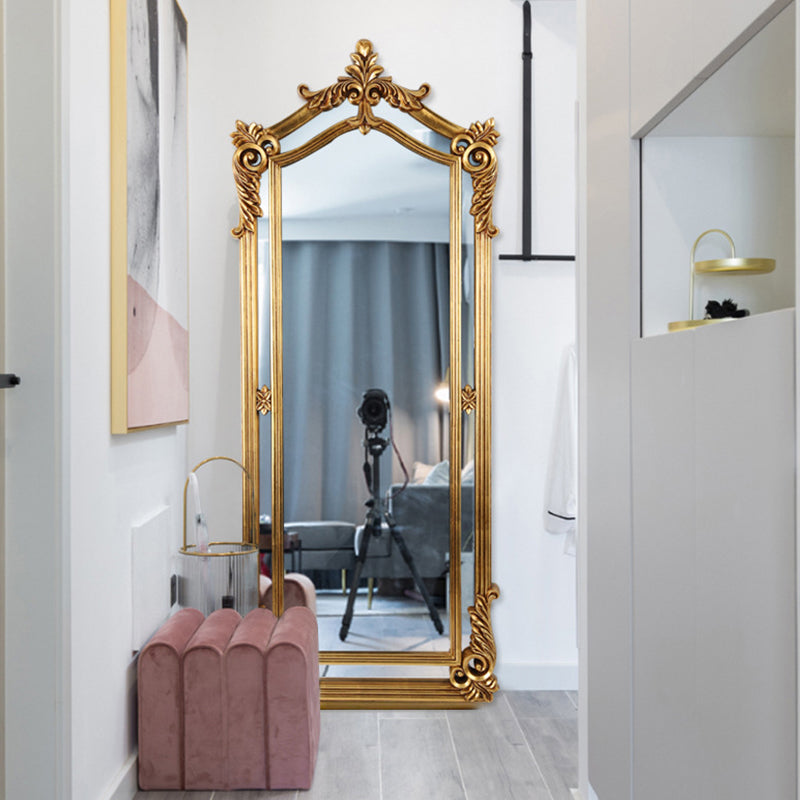 Contemporary Luxury Rectangular Carved Design Glass Polyurethane Velvet Wall Mirror For Bedroom