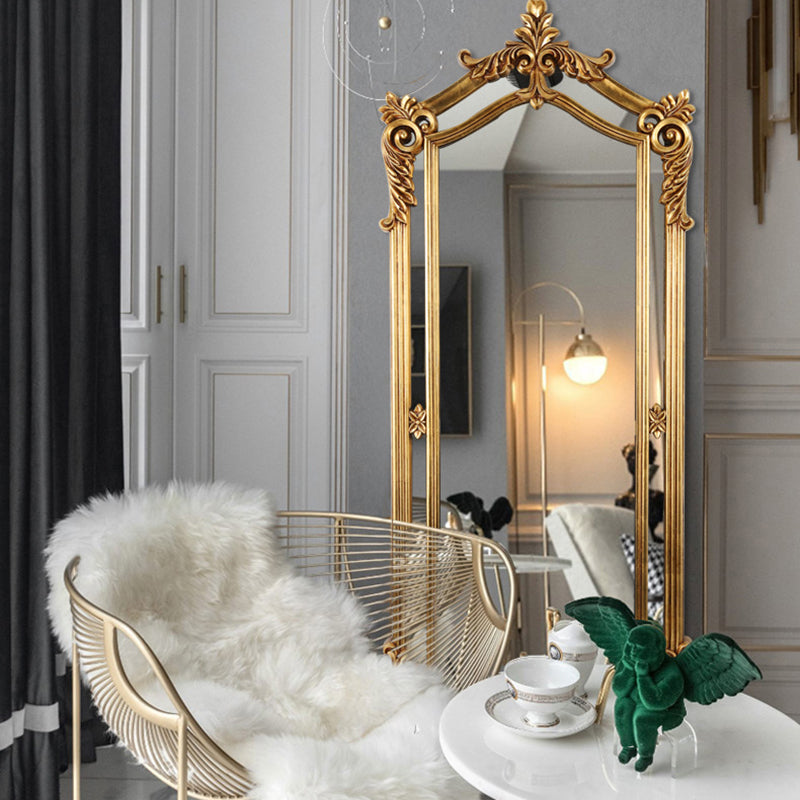 Contemporary Luxury Rectangular Carved Design Glass Polyurethane Velvet Wall Mirror For Bedroom