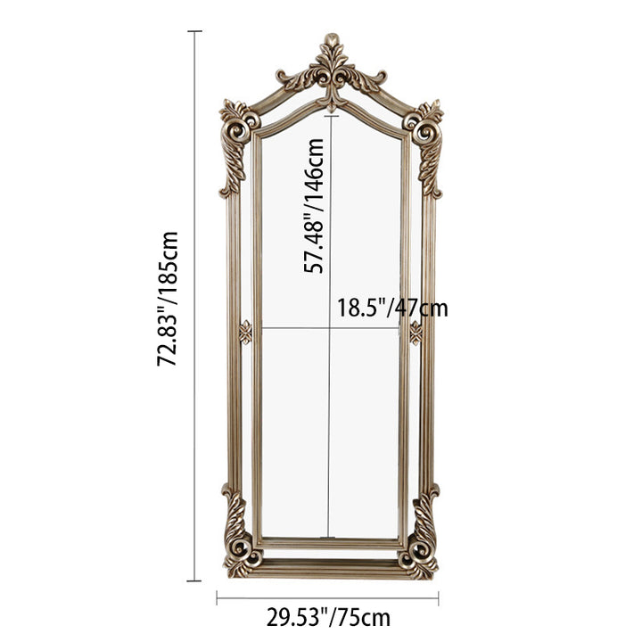 Contemporary Luxury Rectangular Carved Design Glass Polyurethane Velvet Wall Mirror For Bedroom