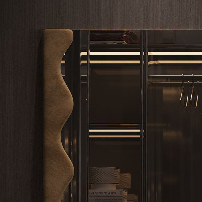 Modern Minimalist Rectangular Wave-Edge Design Medium Density Fiberboard Velvet Glass Wall Mirror Leaning Full-Length Floor Mirror For Bedroom