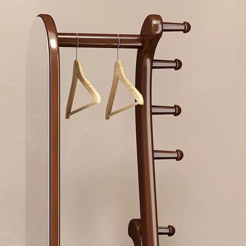 Traditioneller, runder, Pipa-förmiger Ganzkörperspiegel aus Gummibaumholz und Eukalyptusholz mit Glas, drehbar, 2-stufig, für das Wohnzimmer 