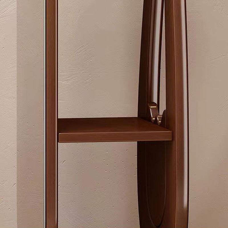 Traditioneller, runder, Pipa-förmiger Ganzkörperspiegel aus Gummibaumholz und Eukalyptusholz mit Glas, drehbar, 2-stufig, für das Wohnzimmer 