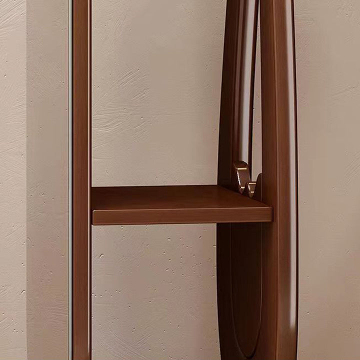 Traditioneller, runder, Pipa-förmiger Ganzkörperspiegel aus Gummibaumholz und Eukalyptusholz mit Glas, drehbar, 2-stufig, für das Wohnzimmer 