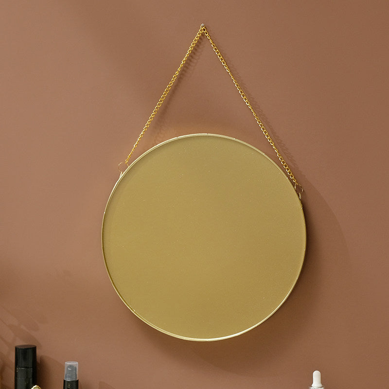 Contemporary Luxury Round Iron Glass Wall Mirror Hanging Mirror For Bedroom