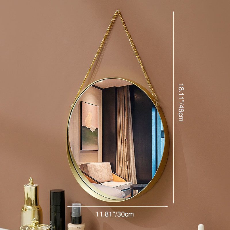 Contemporary Luxury Round Iron Glass Wall Mirror Hanging Mirror For Bedroom