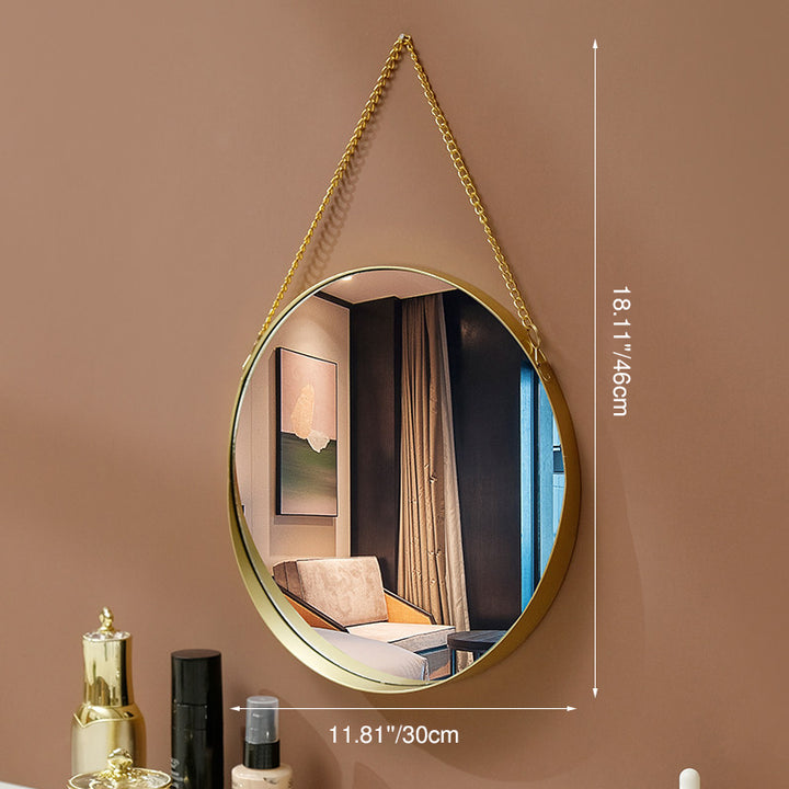 Contemporary Luxury Round Iron Glass Wall Mirror Hanging Mirror For Bedroom