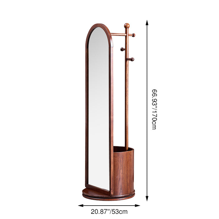 Traditional Vintage 3-in-1 360° Rotating Full Length Mirror: Hall Tree & Storage Basket - Floor Mirror Organizer For Entryway