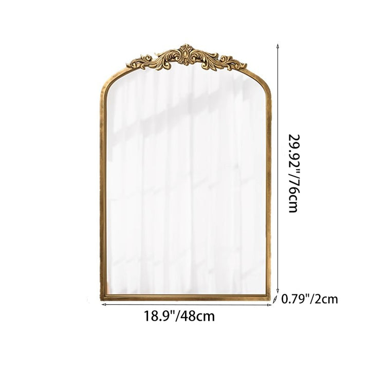 Traditional European Iron Glass Rectangular Arched Wall Mirror For Living Room &amp; Bathroom