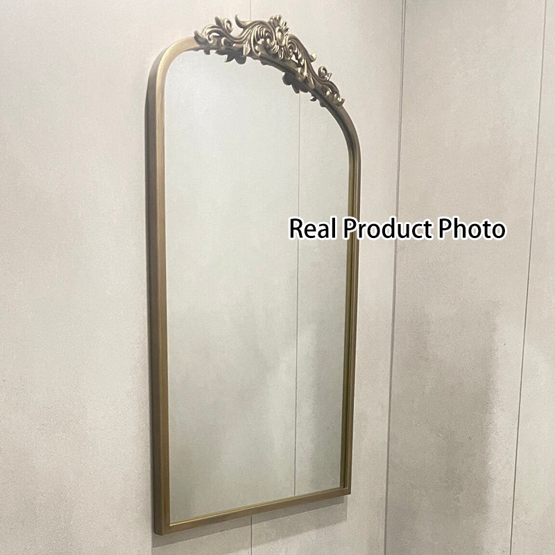 Traditional European Iron Glass Rectangular Arched Wall Mirror For Living Room &amp; Bathroom