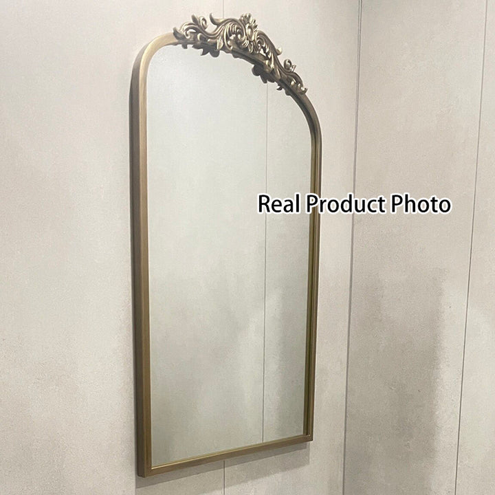 Traditional European Iron Glass Rectangular Arched Wall Mirror For Living Room &amp; Bathroom