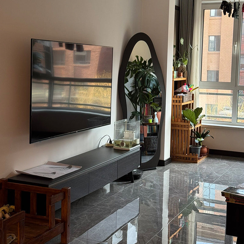 Zeitgenössischer Retro-MDF-Glas-Oval-Wellen-Vollkörper-Boden Spiegel für Wohnzimmer und Schlafzimmer 