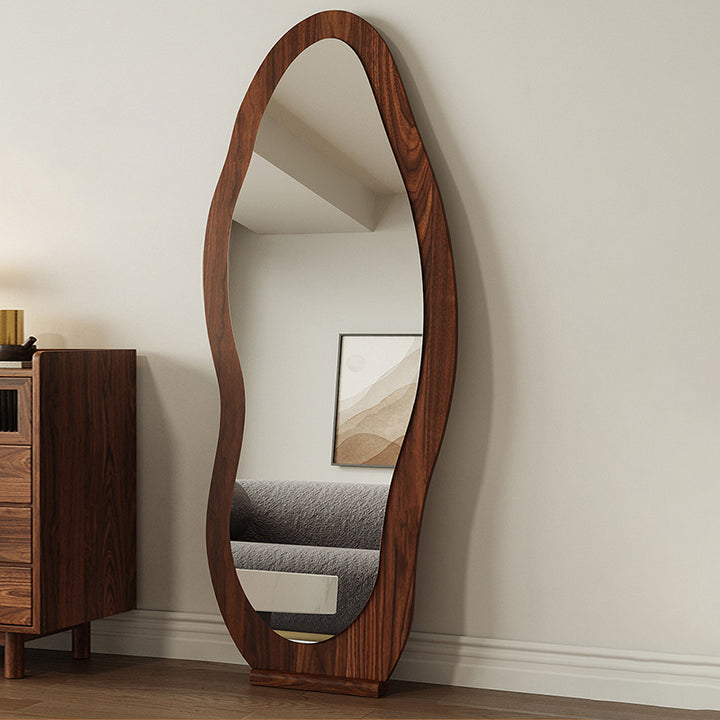 Zeitgenössischer Retro-MDF-Glas-Oval-Wellen-Vollkörper-Boden Spiegel für Wohnzimmer und Schlafzimmer 