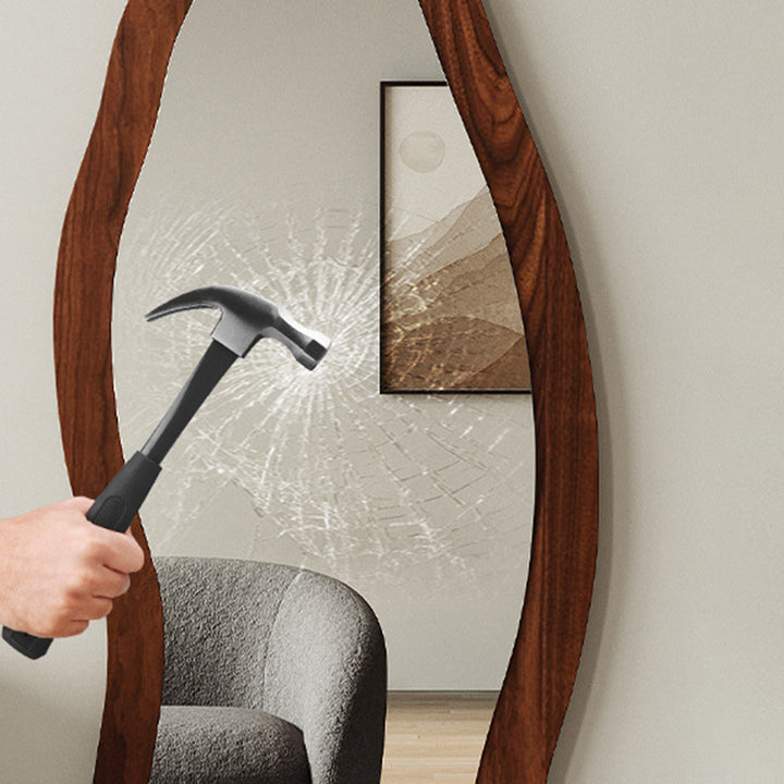 Zeitgenössischer Retro-MDF-Glas-Oval-Wellen-Vollkörper-Boden Spiegel für Wohnzimmer und Schlafzimmer 