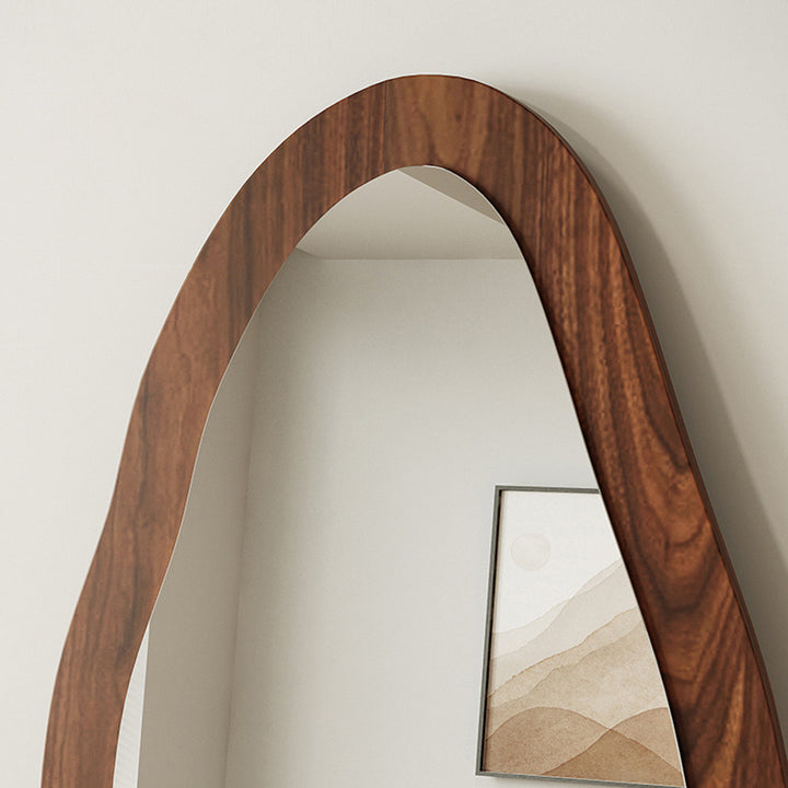 Zeitgenössischer Retro-MDF-Glas-Oval-Wellen-Vollkörper-Boden Spiegel für Wohnzimmer und Schlafzimmer 