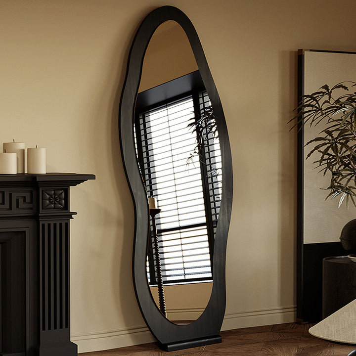 Zeitgenössischer Retro-MDF-Glas-Oval-Wellen-Vollkörper-Boden Spiegel für Wohnzimmer und Schlafzimmer 
