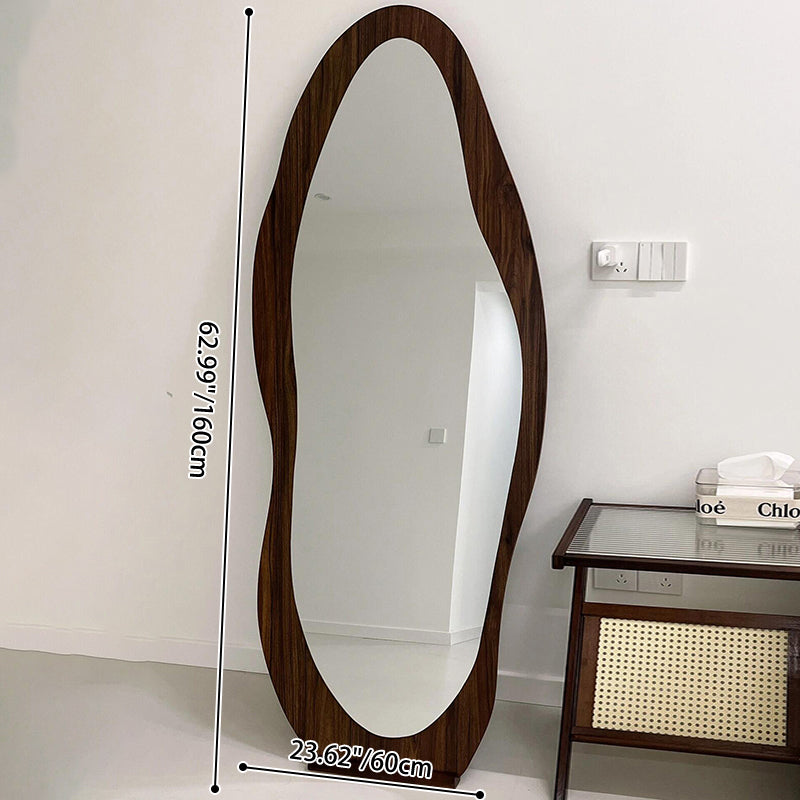 Zeitgenössischer Retro-MDF-Glas-Oval-Wellen-Vollkörper-Boden Spiegel für Wohnzimmer und Schlafzimmer 